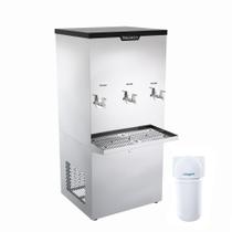 Kit Bebedouro Industrial 100 Litros Refrigerado Inox Bi100l 127v + Filtro - Venâncio