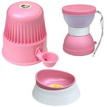 Kit - Bebedouro Vida Mansa 2 litros Nao Molha Pelos + Comedouro 320ml + Lancheira Pet para Passeio