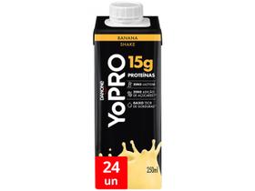 Kit Bebida Láctea YoPRO Banana Sem Lactose - Zero Açúcar 24 Unidades 250ml Cada