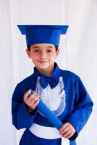 Kit beca infantil com faixa simples, capelo dobrável e canudo camurça