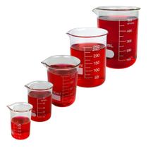 Kit Becker Graduado Drop 5 Peças 25 à 500 mL para Preparo de Soluções
