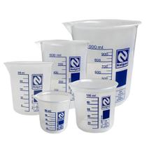 Kit Becker Plástico Graduado Bequer 50ml 100ml 250ml 600ml 1000ml Kit Becker Plástico Graduado Bequer 50ml 100ml 250ml 600ml 1000ml