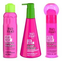 Kit bed head spray headrush 200ml e ego boost leave in 237ml e after party smooth 100ml tigi