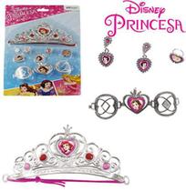 Kit beleza com coroa e acessorios com 5 pecas princesas disney - ETITOYS