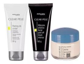 Kit Beleza Creme Facial Clear Pele: Máscara Black, Peeeling, Creme Dia 15 FPS