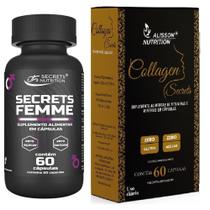 Kit beleza da Mulher Secrets Femme com Colageno Hidrolisado Tipo 1 Com 60 cápsulas Liquidas Softgels