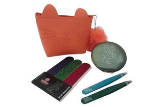 Kit Beleza Espelho Duplo + 2 Pinças + 3 Lixas + 1 Necessaire Isis Valverde Kit Beleza Espelho Duplo + 2 Pinças + 3 Lixas + 1 Necessaire Isis Valverde