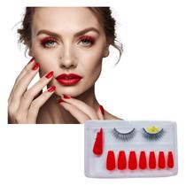 Kit Beleza Express Nail e Lash 2 em 1 - Unhas Autocolantes e Cílios Postiços 3D 6mm