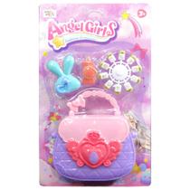 Kit beleza infantil com bolsa + acessorios angel girls 4 pecas