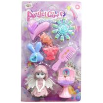 Kit beleza infantil com boneca + pente e acessorios angel girl 8 pecas - Liz