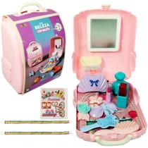 Kit beleza infantil na maleta com alca secador + escova e acessorios 19 pecas Kit beleza infantil na maleta com alca secador + escova e acessorios 19 pecas