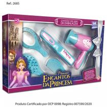 Kit beleza infantil secador princesa 6 peças - Secador, chapinha, pente, escova e espelho