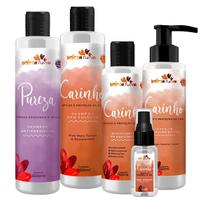 Kit Beleza Ruiva Lançamentos Shampoo Carinho, Shampoo Antirresíduos Pureza, Acidificante, Leave-in e Óleo Nutritivo