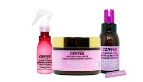 Kit Bem Comportadinho Coiffer 3itens Hidrata Efeito Liso Anti Quebra Protetor Térmico e da Cor