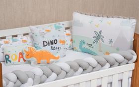 Kit Berço 10 Peças Com Enchimento Para Menino Dino Trança