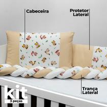 Kit Berço 3 Pçs Americano Cabeceira Trança Lateral Protetor Enxoval Luxo Antialérgico Menino Menina