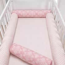 Kit Berço 4 Rolos Americano Rolinho Arabesco Rosa Antigo Kit Berço 4 Rolos Americano Rolinho Arabesco Rosa Antigo