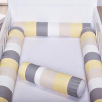 Kit Berço 4 Rolos Americano Rolinho Listrado Amarelo Unissex Kit Berço 4 Rolos Americano Rolinho Listrado Amarelo Unissex