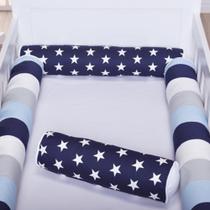 Kit Berço 4 Rolos Americano Rolinho Listrado Azul Marinho Kit Berço 4 Rolos Americano Rolinho Listrado Azul Marinho
