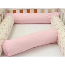 Kit Berço 4 Rolos Americano Rolinho Poá e Floral Rosa Kit Berço 4 Rolos Americano Rolinho Poá e Floral Rosa