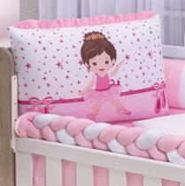 Kit berço americano 10 peças com trança e mosquiteiro princesa bailarina/pronta entrega