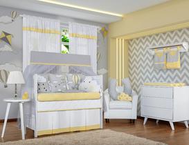 Kit Berço Americano 100% Algodão 200 Fios Bordado 09 Peças Iris