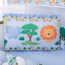 Kit Berço Americano 13 Pcs Almofadinhas Bebê Safari Azul