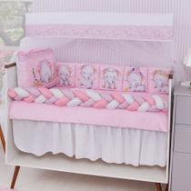 Kit Berço Americano 13 Pcs Para Bebê Menina Elefantinha Rosa Kit Berço Americano 13 Pcs Para Bebê Menina Elefantinha Rosa