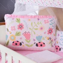 Kit Berço Americano 13 pcs para Bebê Menina Flores Kit Berço Americano 13 pcs para Bebê Menina Flores