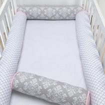 Kit Berço Americano 4 Rolos Arabesco Cinza Kit Berço Americano 4 Rolos Arabesco Cinza