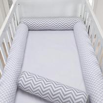 Kit Berço Americano 4 Rolos Chevron Cinza Kit Berço Americano 4 Rolos Chevron Cinza