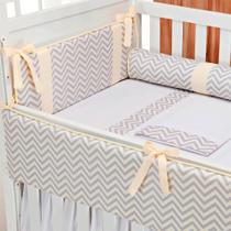 Kit Berço Americano 6 Peças Contemporâneo Chevron Amarelo Kit Berço Americano 6 Peças Contemporâneo Chevron Amarelo
