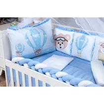 Kit Berço Americano Completo Menino Infantil Urso Baloeiro Com Almofadas 12 Peças Completo