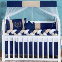 Kit Berço Americano Coroa Luxo Realeza Menina Menino Príncipe Princesa Completo 11 peças com saia de berço