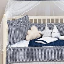 Kit Berço Americano Estampado Chevron 13 Pcs Protetor Bebe Quarto Enxoval Decoração