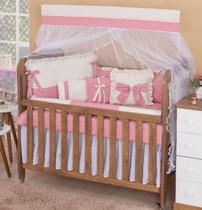 Kit berço americano luxo para bebe menina antonella 13 peças