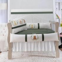 Kit Berço Americano Menina E Menino Completo 9 Peças Safari Arco Verde