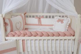 Kit Berço Americano Menina Helena Uva Com Branco 10 Peças Algodão