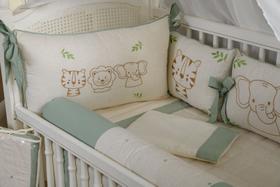 Kit Berço Americano Menino Aventura na Selva Verde 3 Bordado Algodão