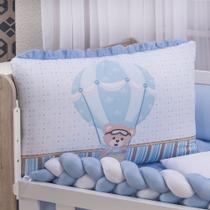 Kit Berço Americano Menino Usinho Baloeiro Azul Bebê com Mosquiteiro e Trança 10 Peças