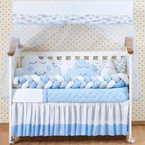Kit Berço Americano Trança Menino 11 Peças Nuvem Azul Claro Kit Berço Americano Trança Menino 11 Peças Nuvem Azul Claro