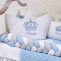 Kit Berço Americano Trançado Coroa Formato 11 Pcs Protetor Bebe Quarto Enxoval Decoração