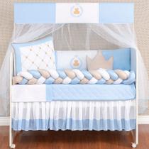 Kit Berço Americano Trançado Urso Principe 11 Pcs Protetor Bebe Quarto Enxoval Chuva Amor Kit Berço Americano Trançado Urso Principe 11 Pcs Protetor Bebe Quarto Enxoval Chuva Amor
