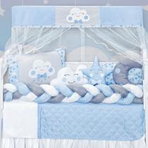 Kit Berço Azul Preço Bom Completo Lua 12 Peças Menino - Emília Enxovais Kit Berço Azul Preço Bom Completo Lua 12 Peças Menino - Emília Enxovais
