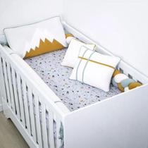 Kit Berço Bebê Escandinavo 09 Pçs Cinza Lunar - Hug Kit Berço Bebê Escandinavo 09 Pçs Cinza Lunar - Hug
