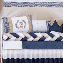 Kit Berço Bebê Menino 11 Peças Com Saia E Mosquiteiro