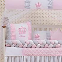 Kit Berço Bebê Menino Realeza 11 Peça Com Saia E Mosquiteiro COROA TRANÇA