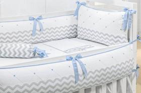 Kit Berço Chambay cinza azul Kit Berço Chambay cinza azul