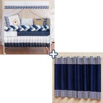 Kit berço com cortina estampada e trança modelo urso feliz 12 peças novidade Kit berço com cortina estampada e trança modelo urso feliz 12 peças novidade