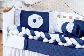 Kit berço com trança modelo baby elefante e lençol de elástico conforto 12 peças lançamento